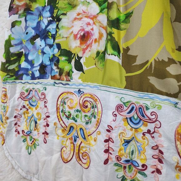 Anthropologie Cyrena Floral Embroidered Linen Sleeveless Shirt Dress Size M - Picture 11 of 11